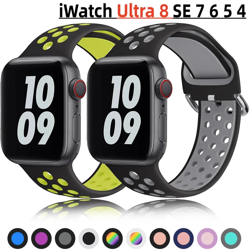Premium Silikonarmband für Apple Watch 10/9/8/7/6/5/4/3/2/1 & Ultra 2/1, SE: 2024, 2023, 2022, 2021, 2020, 2019, 2018, 2017