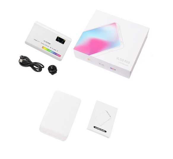 Luxus VL120 RGB LED Videolicht für Kamera, Apple iPhone 15/14/13/12/11 Pro Max Plus Mini, Samsung, Android, Vollfarbig,