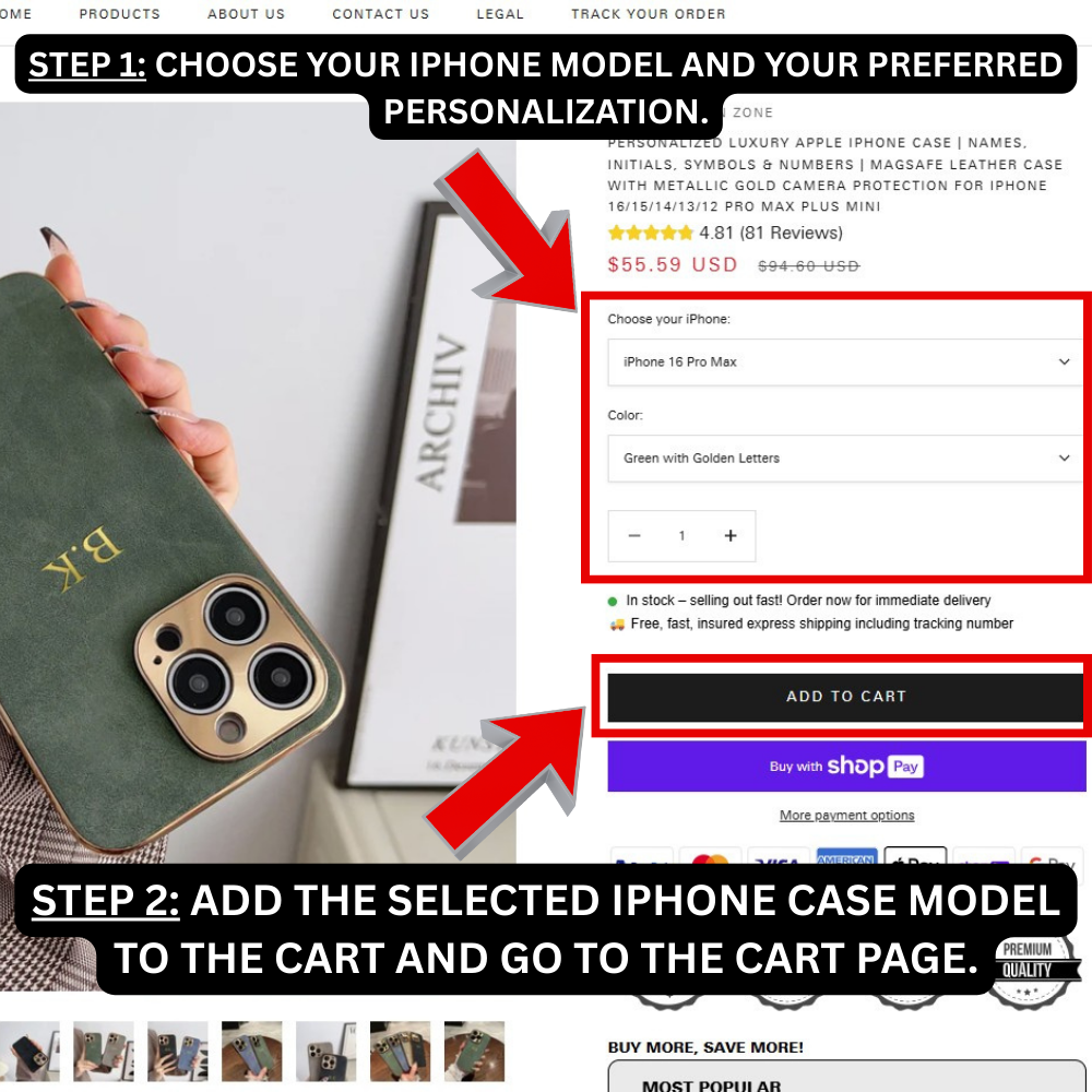 Personalisierte Luxus Apple iPhone Hülle | Namen, Initialen, Symbole & Zahlen | MagSafe-Ledercase mit metallener Gold-Kameraprotektion für iPhone 17/17 Air, 16/16e, 15, 14, 13 Pro Max Plus