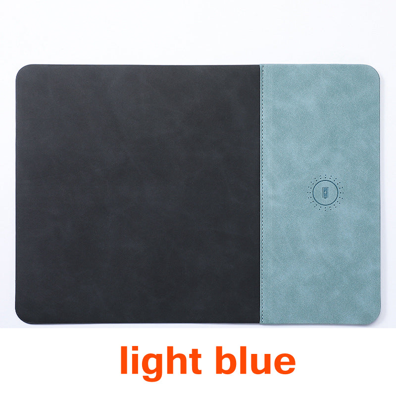 Premium Mauspad mit Qi Kabelloses Ladepad für Smartphones, Apple iPhone, Samsung, iOS & Android Watch, AirPods, Xiaomi, Huawei: USB-C, Handyhalterung, 2-in-1 PU-Leder-Matte