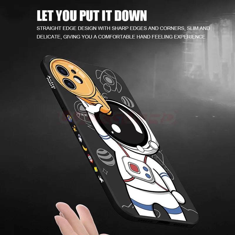 Hochwertige Astronauten-Lanyard iPhone-Hülle | MagSafe Case mit Kameraschutzabdeckung | Panzertasche mit weicher Silikon-Stoßstange als Cover für Apple iPhone 17/17 Air, 16/16e, 15, 14, 13, 12 Pro Max Plus Mini Handyhülle
