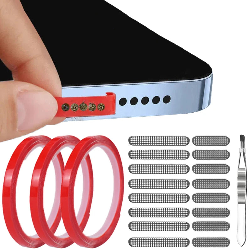 Premium Universal Telefonlautsprecher Staubentfernungskleber für iPhone 15 14 Xiaomi | Reinigungsset für Staubnetzaufkleber