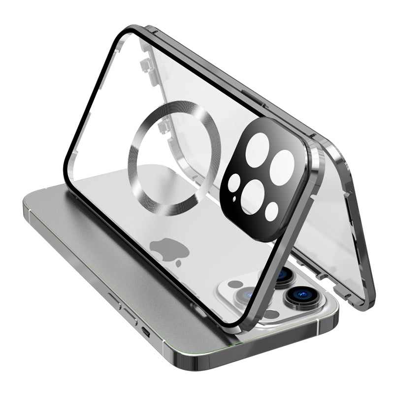 Hochwertiges Apple iPhone 15/14/13/12/11 Pro Max Hülle | 360 ° Vollversiegelter Glas-Metallrand für MagSafe Magnetische
