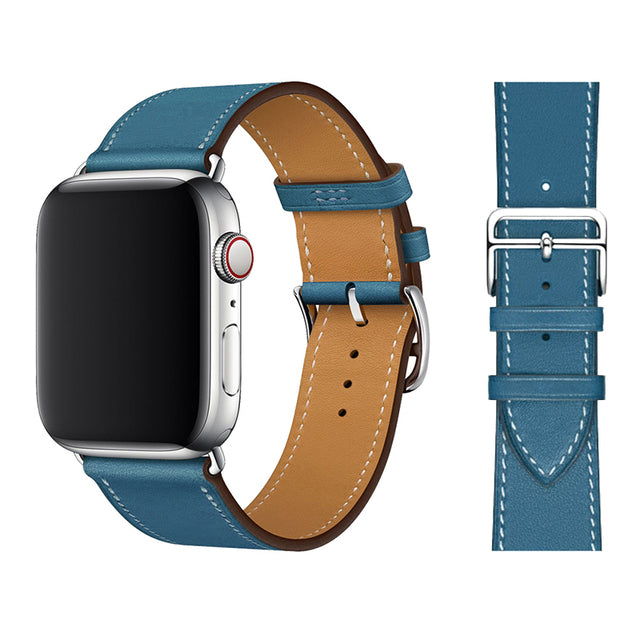 Premium Echtes Leder Armband für Apple Watch: 49mm, 45mm, 44mm, 42mm, 41mm, 40mm, Damen/Herren, iWatch Ultra/9/8/7/6/5/4/SE