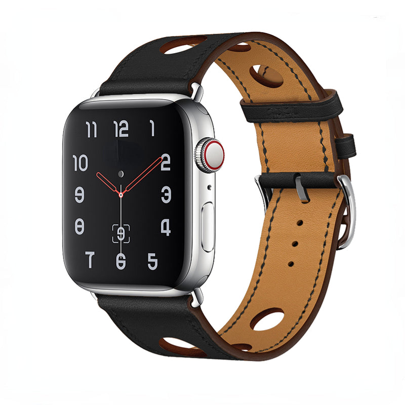 Premium Echtes Leder Armband für Apple Watch: 49mm, 45mm, 44mm, 42mm, 41mm, 40mm, Damen/Herren, iWatch Ultra/9/8/7/6/5/4/SE