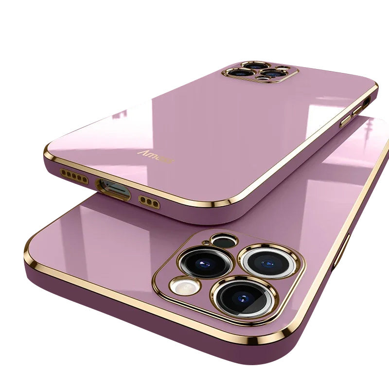 Hochwertige Einfarbige Quadratische Beschichtung: Glänzende, Stoßfeste Silikon iPhone Hülle | MagSafe Case, Rundumschutz, Kameralinsenschutz für iPhone 17/17 Air, 16/16e, 15, 14, 13 Pro Max, Plus Cover | Panzertasche und Stoßstangenabdeckung Schutzhülle