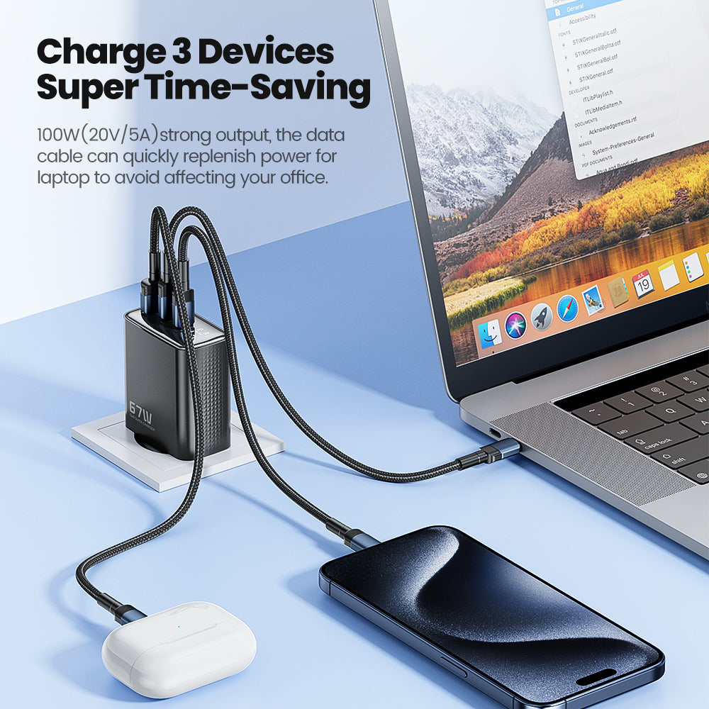Hochwertiges 67W GAN USB C Ladegerät Schnellladegerät 65W QC 4.0 PD 3.0 45W USB C Typ C Schnellladegerät für Smartphones, Apple iPhone, Samsung, iOS & Android MacBook