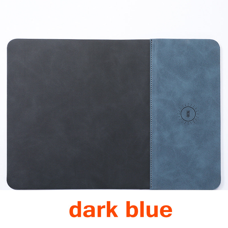 Premium Mauspad mit Qi Kabelloses Ladepad für Smartphones, Apple iPhone, Samsung, iOS & Android Watch, AirPods, Xiaomi, Huawei: USB-C, Handyhalterung, 2-in-1 PU-Leder-Matte