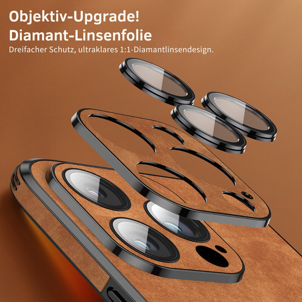 Hochwertige Hirschleder Apple iPhone-Hülle mit Kameralinsenschutz und stoßfestem Silikonüberzug - Phone Heaven Zone