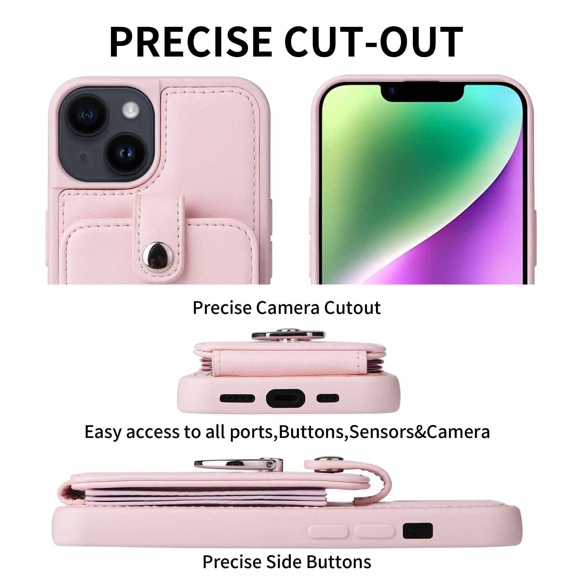 Hochwertige Karten-Slot-Brieftasche, Portmonee mit Leder-Ringhalterung iPhone-Hülle | MagSafe Case mit Kameralinsenschutzabdeckung für Apple iPhone 17/17 Air, 16/16e, 15, 14, 13 Pro Max Plus Cover | Panzertasche Handyhülle | Wallet & Geldbörse Schutzhülle