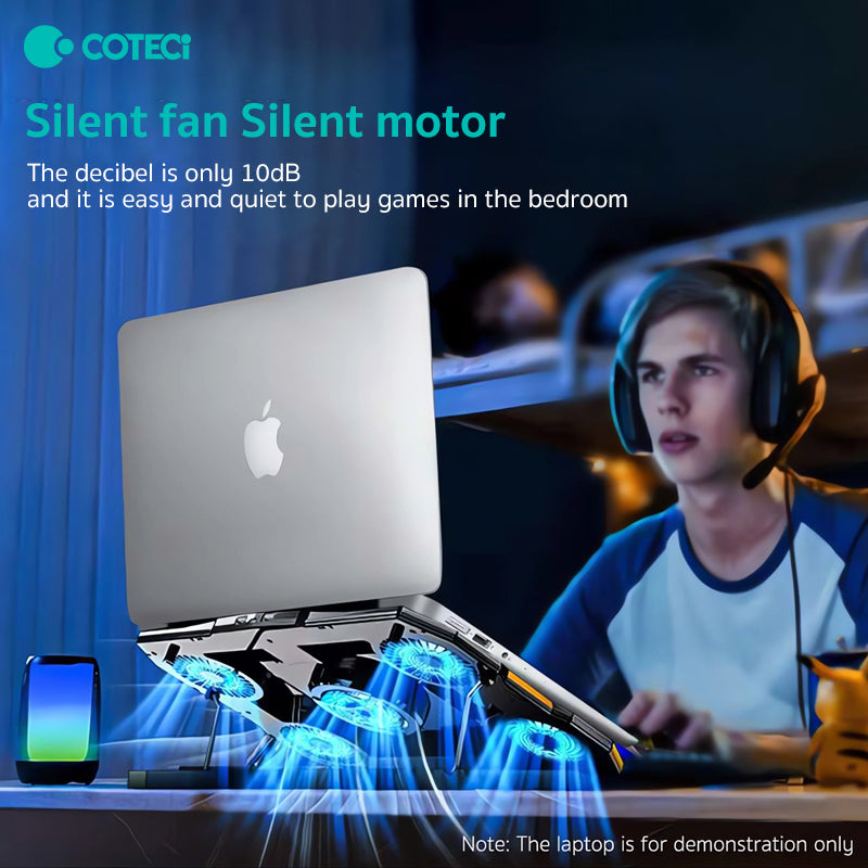 Premium Qualität Jomaa RGB Gaming Laptop Stand | Luftkühler Notebook-Halter mit 6 Lüftern | Basis geeignet für 12-17 Laptops
