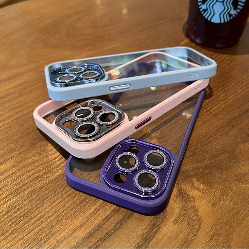 Luxus Stoßfeste Transparente Silikonhülle für Apple iPhone 17/17 Air, 16/16e, 15, 14, 13 Pro Max Plus | Premium Beschichtung, Wasserabweisend & Kratzfestes Transparentes Glitter Design