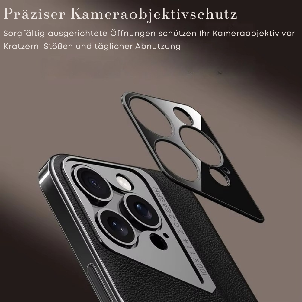 Luxus Leder iPhone Hülle MagSafe Case – elektroplattiertes Premium-Leder, 360° Kamera- & Display-Schutz, ultradünne Hard-Shell, stoßfest, kratzfest, schlankes Slim-Design, langlebiges Cover, kabelloses Laden kompatibel, stylisch & robust, Premium-Schutz