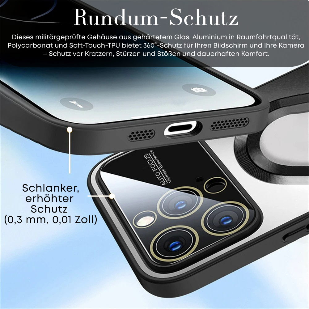Luxus Matte Magnetische iPhone-Hülle mit Glaslinsen-Kameraschutz | Stoßfeste Tasche & MagSafe Case | Panzer-Schutzhülle für Apple iPhone 16/15/14/13/12 Pro Max Plus Mini | Handyhülle in limitierter Auflage
