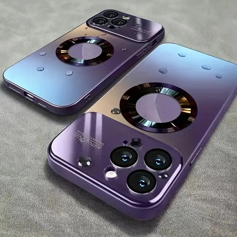 Luxus Matte Magnetische iPhone-Hülle mit Glaslinsen-Kameraschutz | Stoßfeste Tasche & MagSafe Case | Panzer-Schutzhülle für Apple iPhone 16/15/14/13/12 Pro Max Plus Mini | Handyhülle in limitierter Auflage