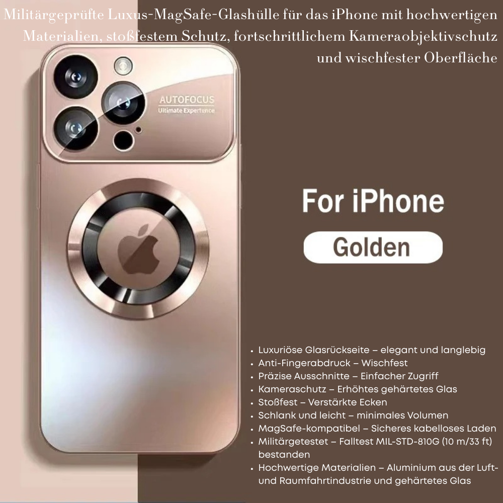 Luxus Matte Magnetische iPhone-Hülle mit Glaslinsen-Kameraschutz | Stoßfeste Tasche & MagSafe Case | Panzer-Schutzhülle für Apple iPhone 17/17 Air, 16/16e, 15, 14, 13 Pro Max Plus | Handyhülle in limitierter Auflage