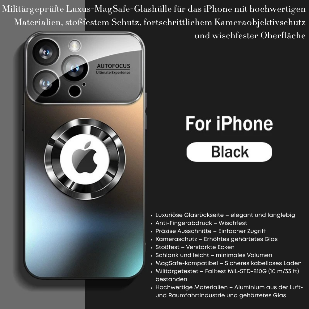 Luxus Matte Magnetische iPhone-Hülle mit Glaslinsen-Kameraschutz | Stoßfeste Tasche & MagSafe Case | Panzer-Schutzhülle für Apple iPhone 17/17 Air, 16/16e, 15, 14, 13 Pro Max Plus | Handyhülle in limitierter Auflage