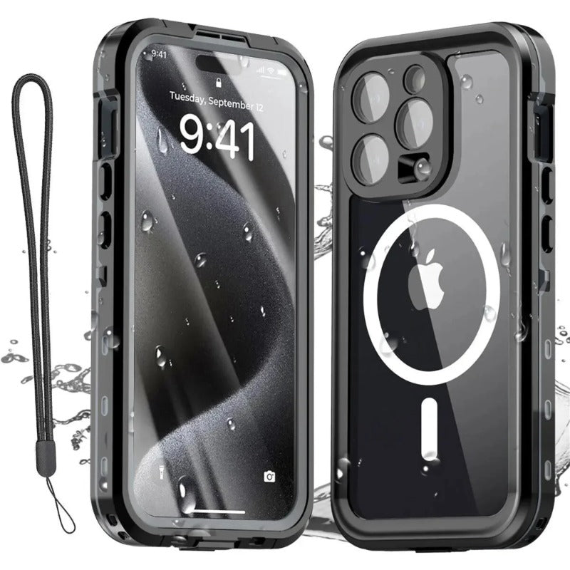 Premium IP68 Wasserdichte Magnet-Hülle mit MagSafe für Apple iPhone 16/16e, 15, 14, 13, 12 Pro Max, Pro, Plus & Mini: 360° Vollschutz Case, Militärpanzer-Design | Staubdicht, Stoßfest Cover mit Kameraschutz | Ideal für Tauchen und Schwimmen