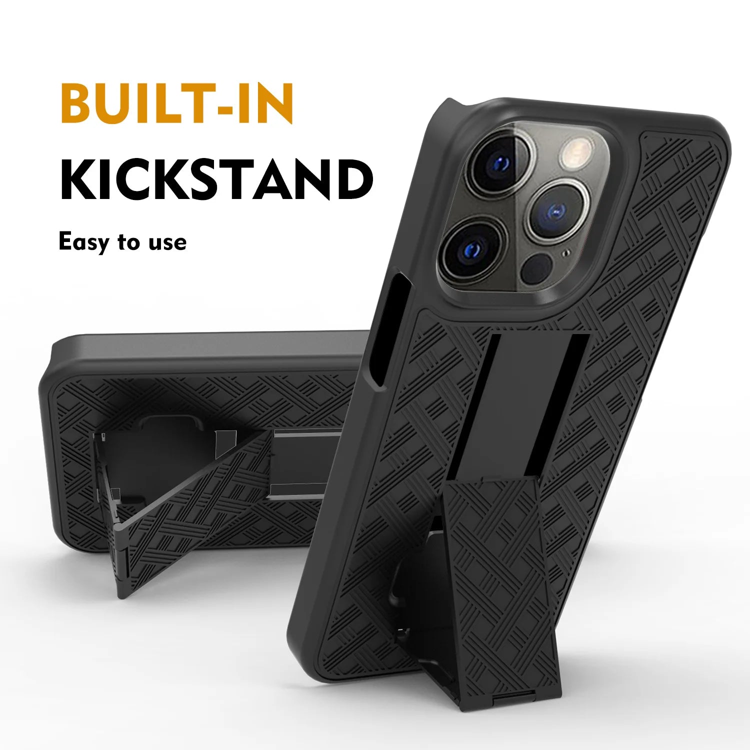 Hochwertige 2-in-1 Combo-Schutzhülle mit Hüftgurt-Clip und Ständer für iPhone | MagSafe Case für Apple iPhone 17/17 Air, 16/16e, 15, 14, 13, 12 Pro Max Plus Mini | Panzer-Handyhülle & Kameraschutzabdeckung Tasche