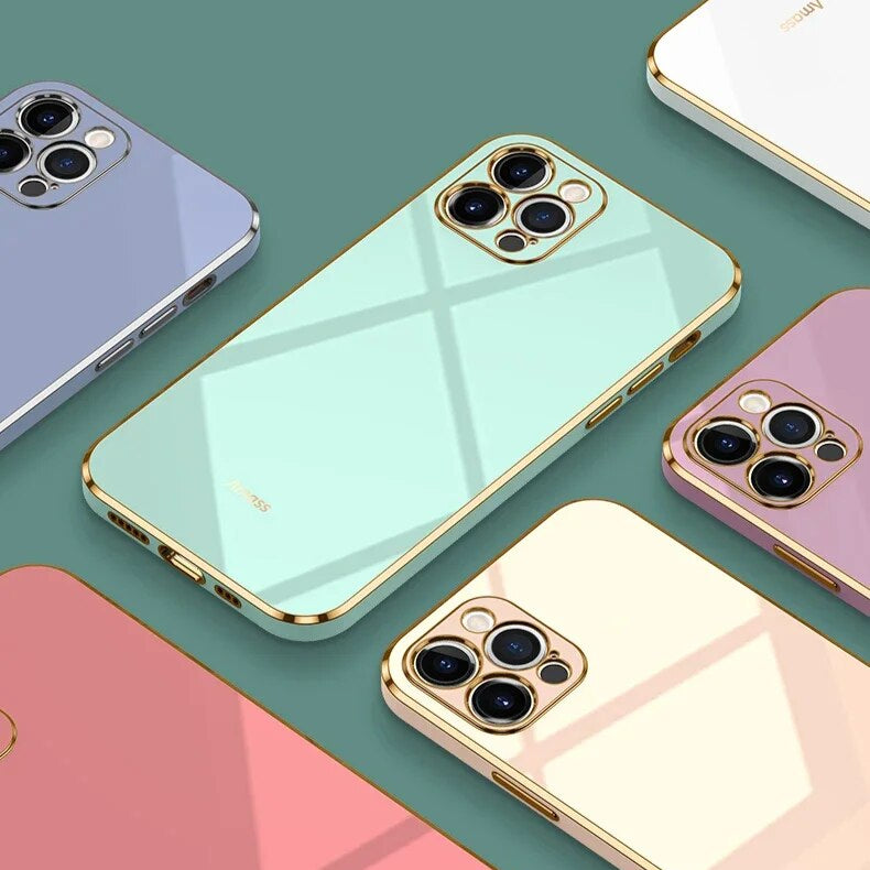 Hochwertiges einfarbiges Silikon Hülle, MagSafe, Abdeckung, | Apple iPhone 15/14/11/12/13 Pro Max/Mini Plus - Quadratische Beschichtung, Glänzend, Stoßfeste Schutzhülle - Phone Heaven Zone