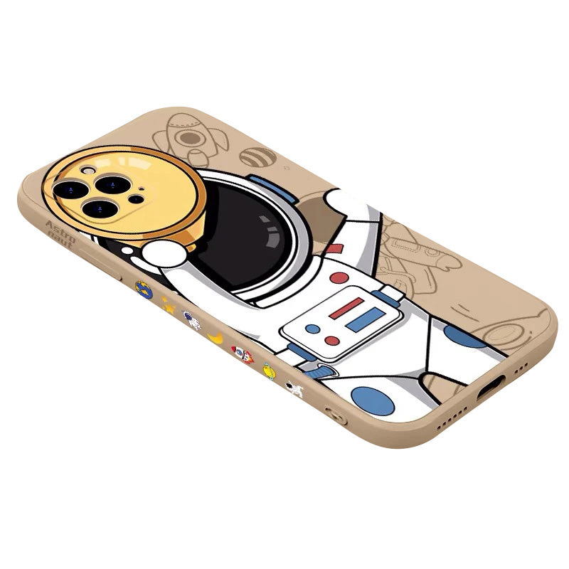 Hochwertige Astronauten-Lanyard iPhone-Hülle | MagSafe Case mit Kameraschutzabdeckung | Panzertasche mit weicher Silikon-Stoßstange als Cover für Apple iPhone 17/17 Air, 16/16e, 15, 14, 13, 12 Pro Max Plus Mini Handyhülle