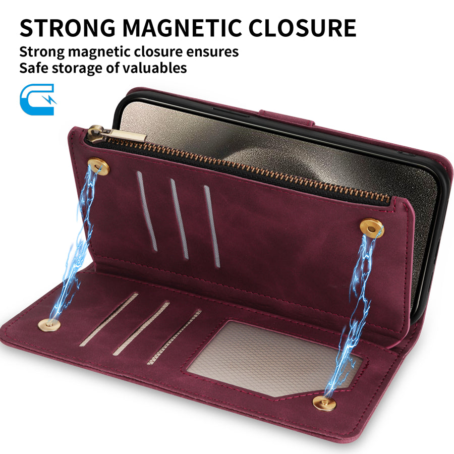 SecureSwipe Premium Leder Geldbörse Hülle für Apple iPhone 17/17 Air, 16/16e, 15, 14, 13 Pro Max Plus | Geldbörse & Portmonee Merkmale: Magnetverschluss, Mehrere Kartensteckplätze, Kratzfest, Stoßfest & Leichtbauweise