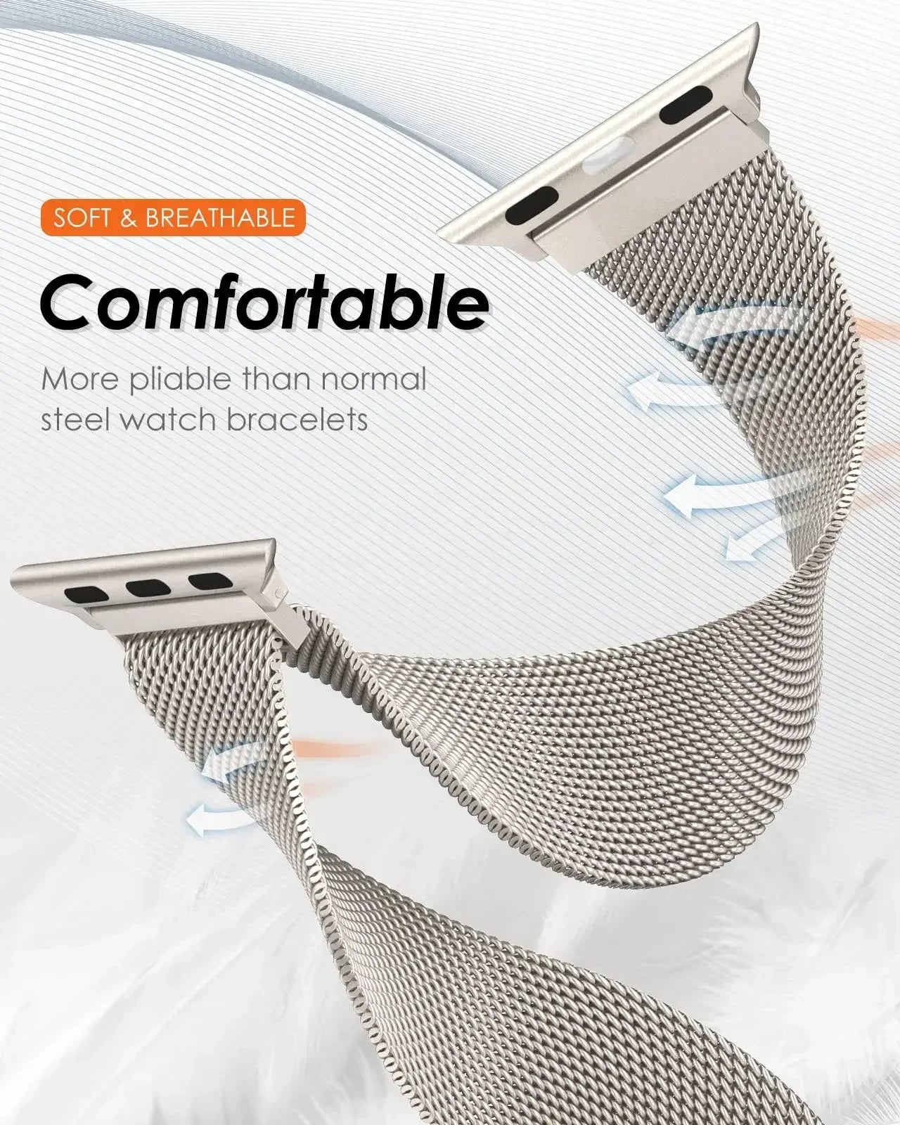 Milanese Loop Armband für Apple Watch Ultra 9 8 7 6 5 4 SE, 45mm 49mm 44mm 41mm 40mm | Premium Metall Magnetisches Armband, Doppelprofil für iWatch 3 42mm - Phone Heaven Zone