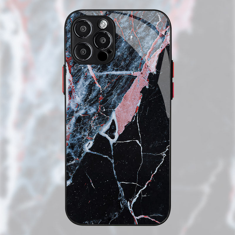 Luxus Gold-Rahmen Marmor iPhone-Hülle Stoßfestes Case | MagSafe Handyhülle für Apple iPhone 17/17 Air, 16/16e, 15, 14, 13 Pro Max Plus | Kameraschutzabdeckung, Tasche & Panzer-Schutzhülle