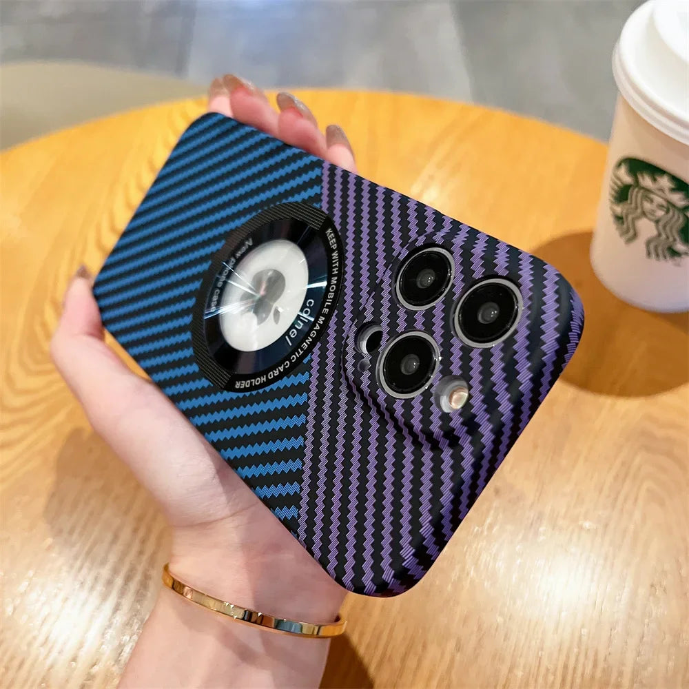 Hochwertige Kohlefaser-Magnetische iPhone-Hülle | MagSafe-Case mit Rundumschutz & Kameralinsenschutz für Apple iPhone 17/17 Air, 16/16e, 15, 14, 13 Pro Max Plus Cover | Stoßfeste Handyhülle mit Panzertasche & Stoßstangenabdeckung Schutzhülle