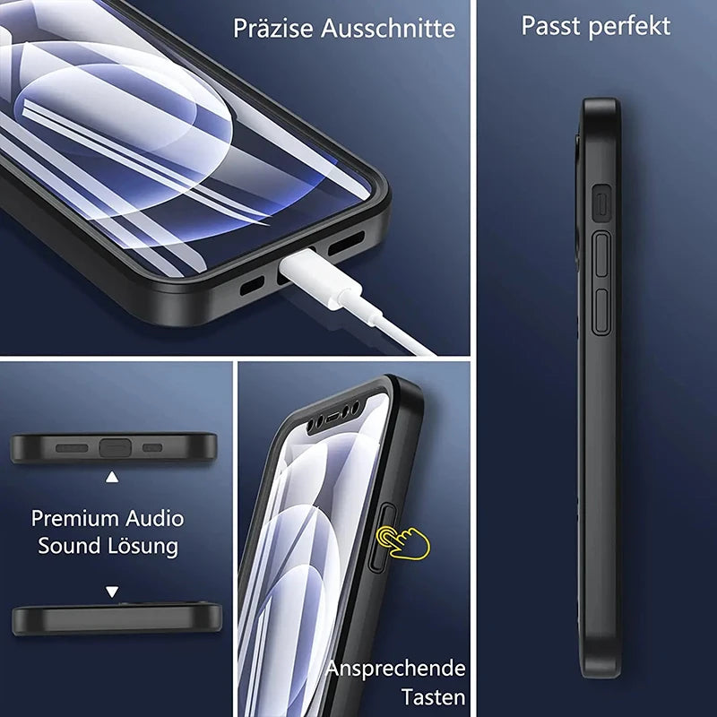 Luxuriöse rundum klare iPhone-Hülle | MagSafe Case mit Bildschirm- und Kameralinsenschutzabdeckung für Apple iPhone 17/17 Air, 16/16e, 15, 14, 13 Pro Max Plus Cover | Transparente Panzertasche, Stoßstangenabdeckung Handyhülle | Premium-Silikon-Schutzhülle