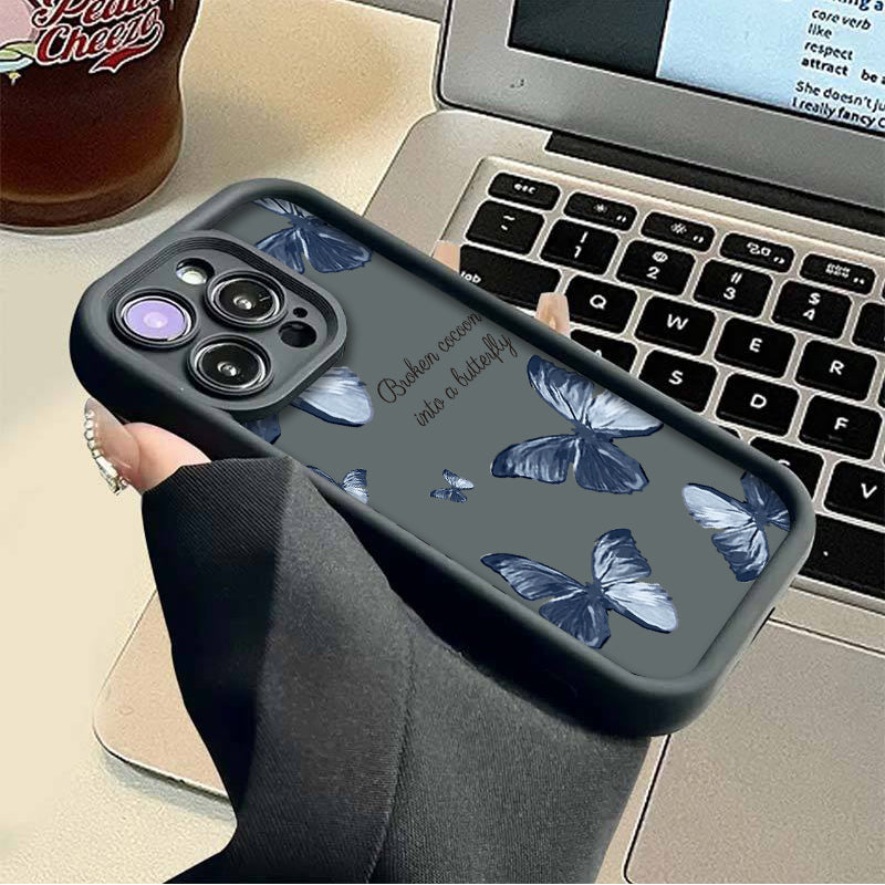 Hochwertiges Kunst-Ölgemälde-Schmetterlings-Design Softcase Silikon iPhone Hülle | MagSafe Case, Kameralinsenschutzabdeckung für Apple iPhone 17/17 Air, 16/16e, 15, 14, 13 Pro Max Plus Cover | Panzertasche, Stoßstangenabdeckung Handyhülle | Schutzhülle