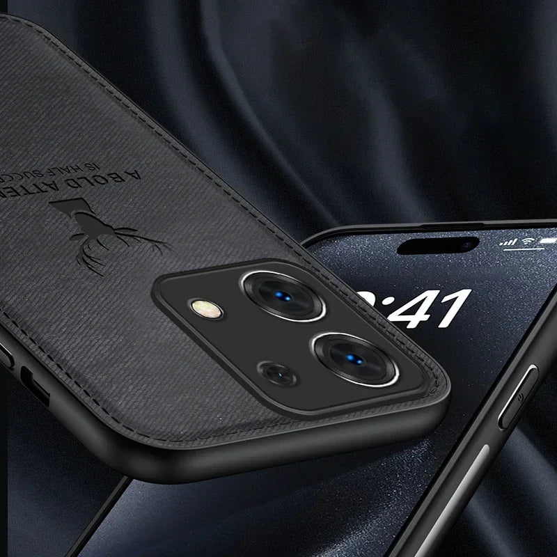 Luxus Stoßstange mit Hirsch-Design und motivierendem Spruch auf Leinwand iPhone-Hülle | MagSafe Case mit Kameraschutzabdeckung | Cover für Apple iPhone 17/17 Air, 16/16e, 15, 14, 13 Pro Max Plus | Panzertasche Hochwertige Handyhülle