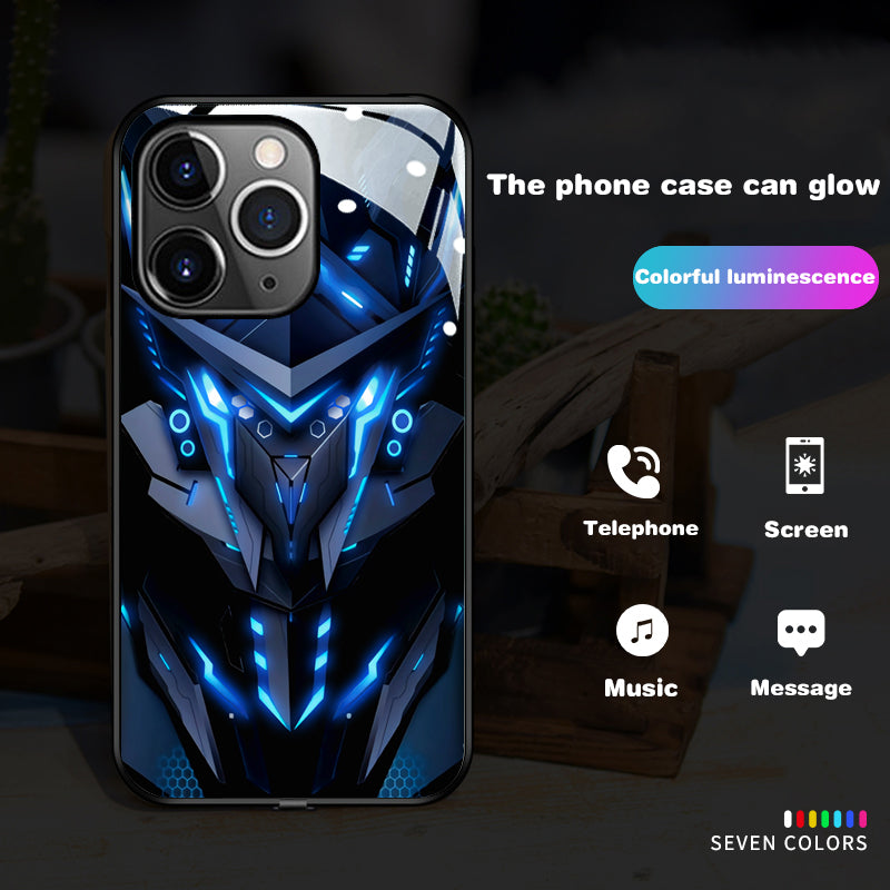 Luxus Ultra Dünne Apple iPhone LED Anruflicht Handyhülle mit Kameralinsenschutz: Punk Mecha Case Panzer Schutzhülle für iPhone 17/17 Air, 16/16e, 15, 14, 13 Pro Max Plus - MagSafe Cover & Tasche