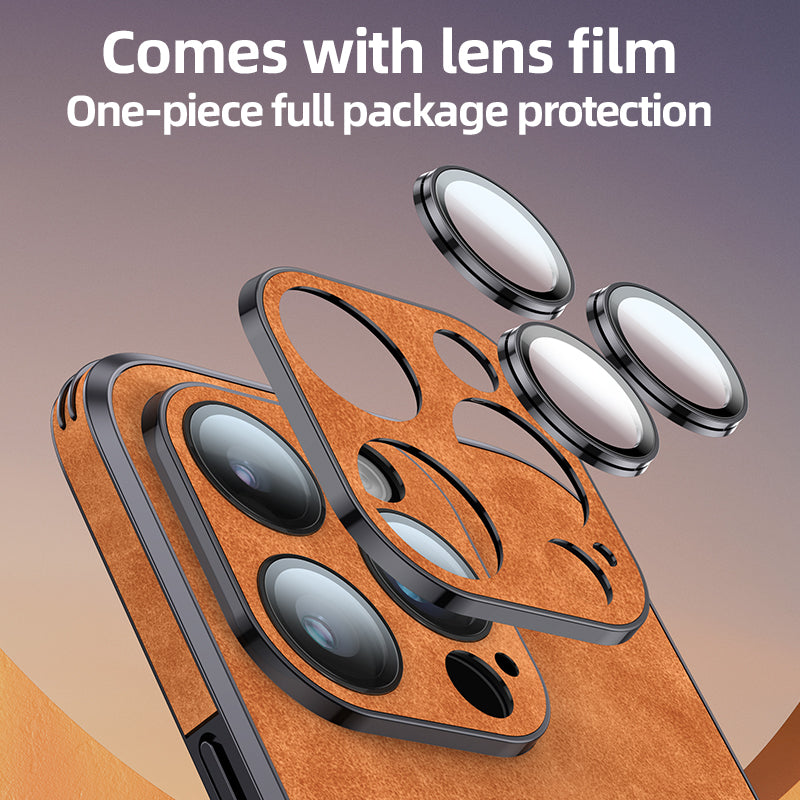 Hochwertige Leder-iPhone-Hülle mit stoßfester Kameraschutzabdeckung Tasche | MagSafe Case für Apple iPhone 16/15/14/13/12 Pro Max Plus Mini | Panzer-Cover Handyhülle