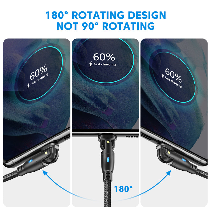 High Durability & Premium 3A Schnellladekabel Typ C für Samsung 180 Rotation Apple iPhone Kabel Realme - Phone Heaven Zone