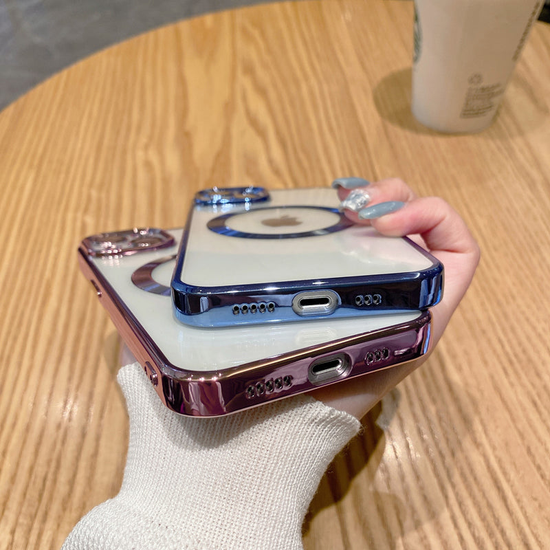 Luxus Apple iPhone Hülle | MagSafe kompatibel, Kameraobjektiv-Schutz, Displayschutz | Ultra Dünn, Stoßfest, Magnetisch, Rundum-Schutz Cover – Kristallklares Glas, Veredelte Kanten, Silikon-Design, Langlebig & Elegant