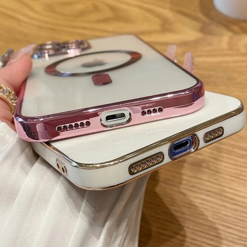 Magnetische Luxus für Apple iPhone 17/17 Air, 16/16e, 15, 14, 13 Pro Max Plus Hülle aus weichem Silikon | Kameraschutz, Klare Premium-Beschichtung, Magsafe Kabelloses Laden & Kratzfest