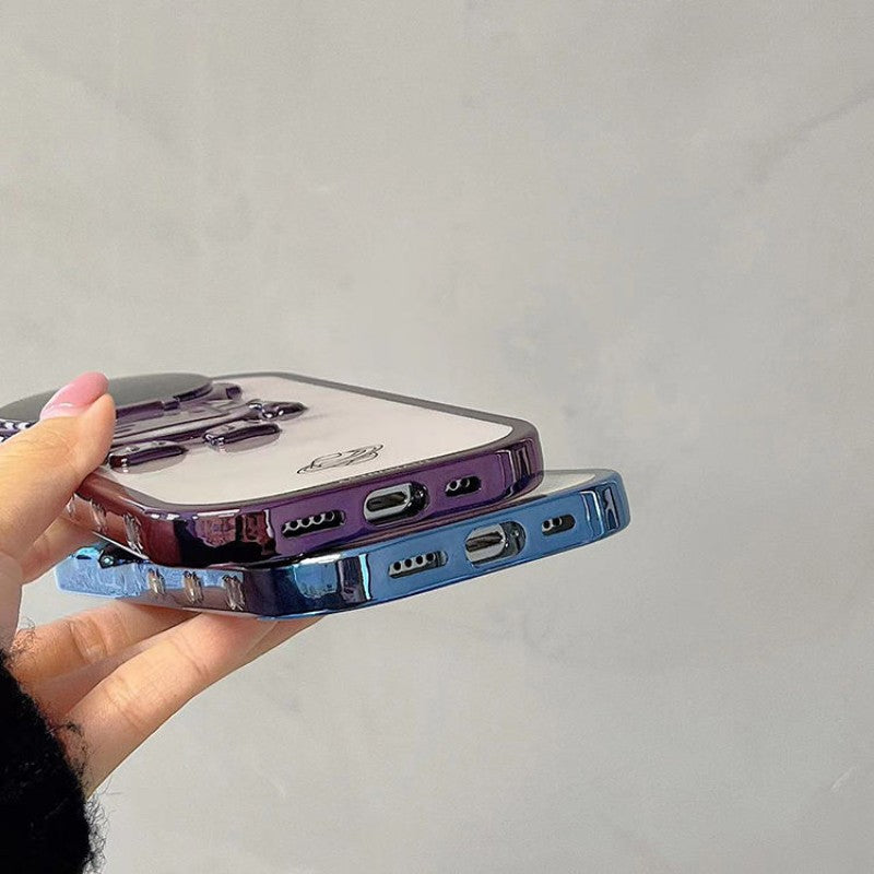 Astronauten-Hülle mit Glitzerfilm und Objektivständer-Kameraschutz | Premium-Schockabsorbierende weiche TPU-Rückseite für Apple iPhone 17/17 Air, 16/16e, 15, 14, 13 Pro Max Plus