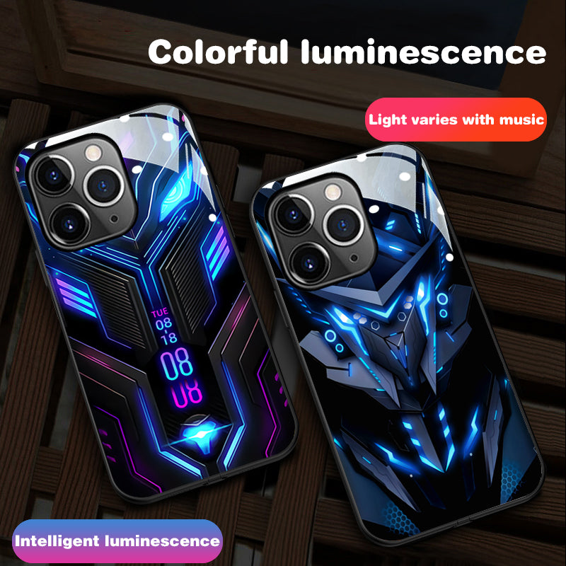 Luxus Ultra Dünne Apple iPhone LED Anruflicht Handyhülle mit Kameralinsenschutz: Punk Mecha Case Panzer Schutzhülle für iPhone 17/17 Air, 16/16e, 15, 14, 13 Pro Max Plus - MagSafe Cover & Tasche