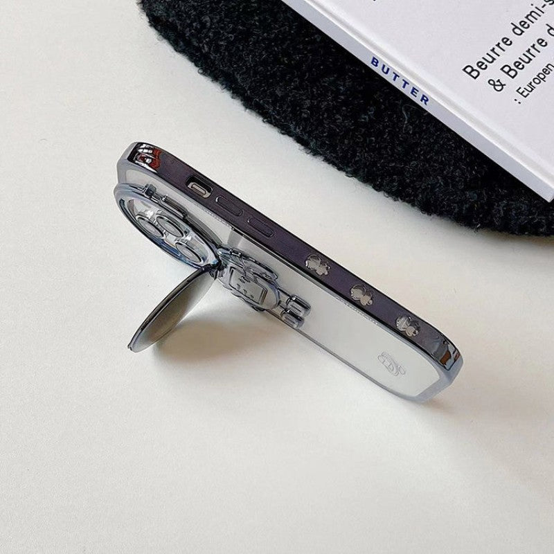 Astronauten-Hülle mit Glitzerfilm und Objektivständer-Kameraschutz | Premium-Schockabsorbierende weiche TPU-Rückseite für Apple iPhone 17/17 Air, 16/16e, 15, 14, 13 Pro Max Plus