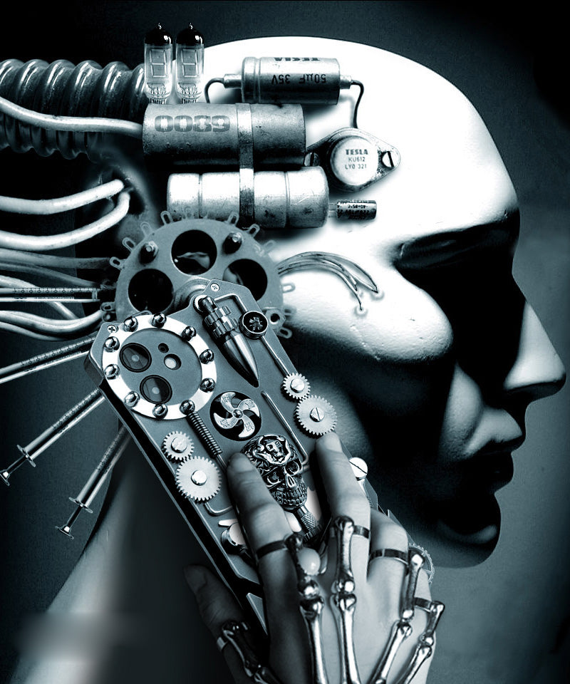 Premium Mechanisches Gaming-Design: Stoßfeste Metall-Handyhülle mit Zahnrad, Ständer | Aluminium-Kühlung, Schädel-Kompass-Case für Apple iPhone 17/17 Air, 16/16e, 15, 14, 13, 12 Pro Max Plus Mini | MagSafe Case, Rundumschutz & Kameralinsenschutz