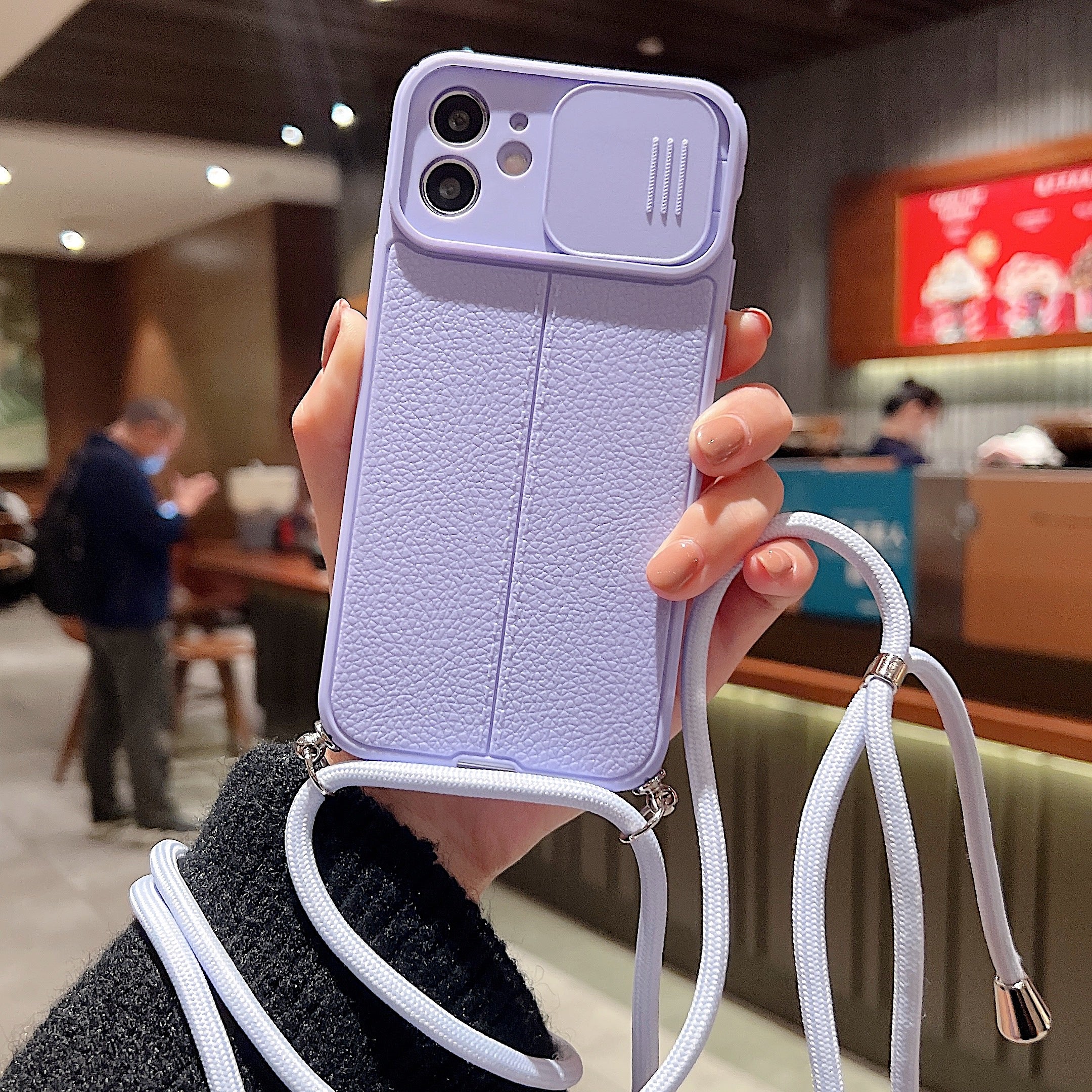 Hochwertiges Kamera Slider Objektiv mit luxuriöser Leder Textur iPhone Hülle | MagSafe Case mit Rundumschutz und Kameralinsenschutzabdeckung für Apple iPhone 17/17 Air, 16/16e, 15, 14, 13 Pro Max Plus Cover | Panzertasche Handyhülle | Premium Schutzhülle