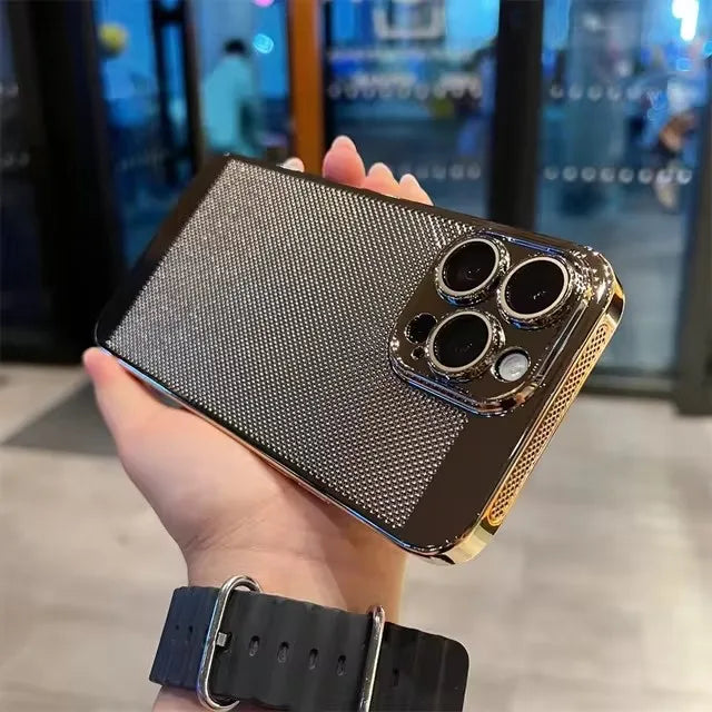 Premium iPhone Hülle mit Wärmeableitung: Galvani Wabenmuster | MagSafe Case mit Rundumschutz & Kameralinsenschutz für Apple iPhone 17/17 Air, 16/16e, 15, 14, 13 Pro Max Plus Cover | Panzertasche und Stoßstangenabdeckung | Stilvolle Schutzhülle