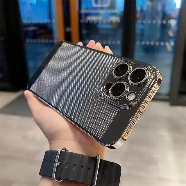 Premium iPhone Hülle mit Wärmeableitung: Galvani Wabenmuster | MagSafe Case mit Rundumschutz & Kameralinsenschutz für Apple iPhone 17/17 Air, 16/16e, 15, 14, 13 Pro Max Plus Cover | Panzertasche und Stoßstangenabdeckung | Stilvolle Schutzhülle