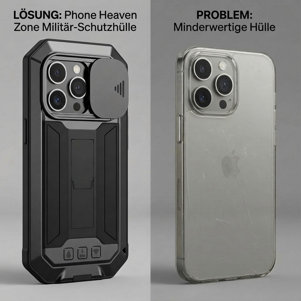 Military Heavy-Duty Metal iPhone Case – Full-Body Hybrid Cover with Slide Camera Protection & Built-in Screen Protector