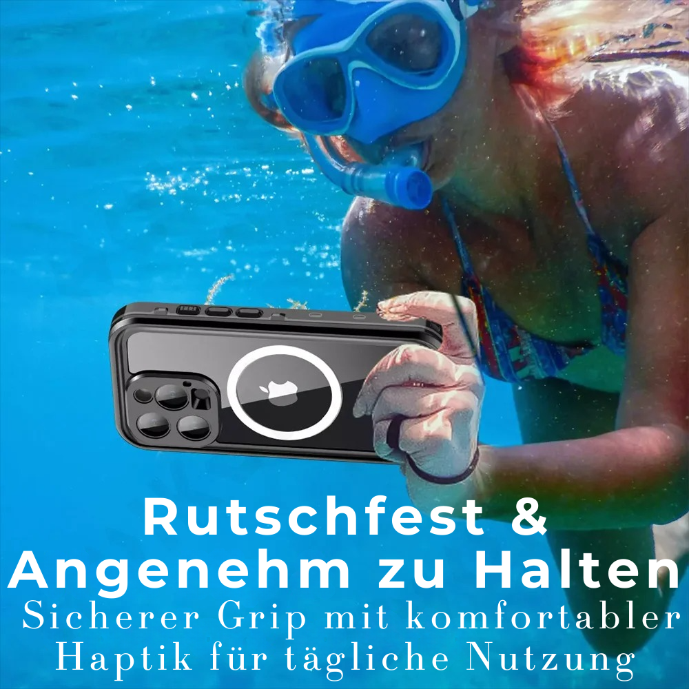Premium IP68 Wasserdichte Magnet-Hülle mit MagSafe für Apple iPhone 16/16e, 15, 14, 13, 12 Pro Max, Pro, Plus & Mini: 360° Vollschutz Case, Militärpanzer-Design | Staubdicht, Stoßfest Cover mit Kameraschutz | Ideal für Tauchen und Schwimmen