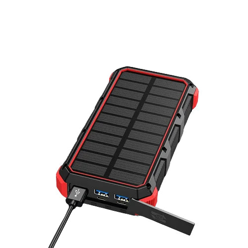 Premium Power Bank 20000mAh Solar Ladegerät | Tragbarer Externer Akku mit 5V Schnellaufladung und super heller Taschenlampe für Smartphones, Apple iPhone, Samsung, iOS & Android unterwegs