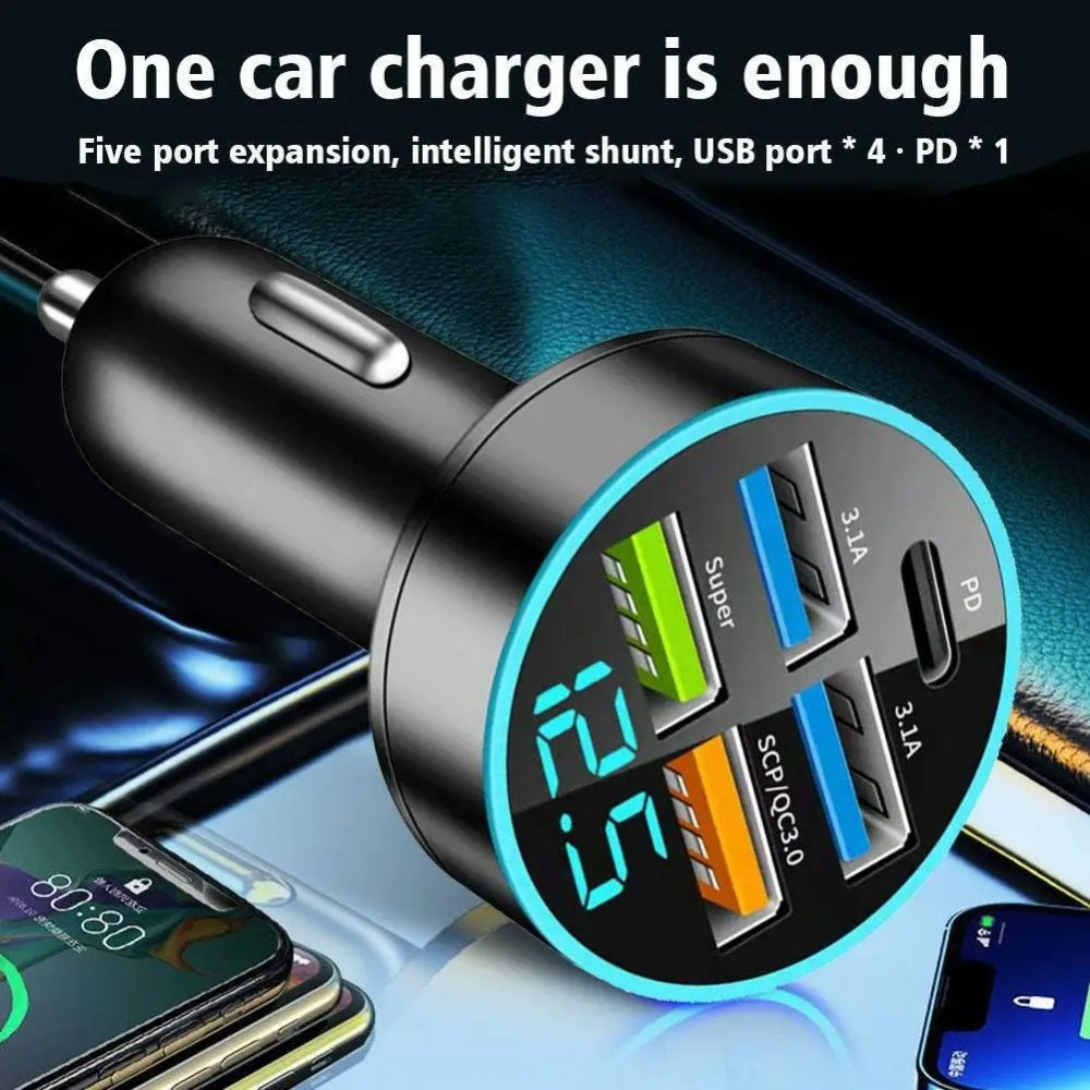 Premium Bluetooth 5.2 FM-Sender Auto-USB Ladegerät, FM/Aux Bluetooth-Adapter, Bass-Boost, 3-Port Car USB Ladestation Smartphones, Apple iPhone, Samsung, iOS & Android