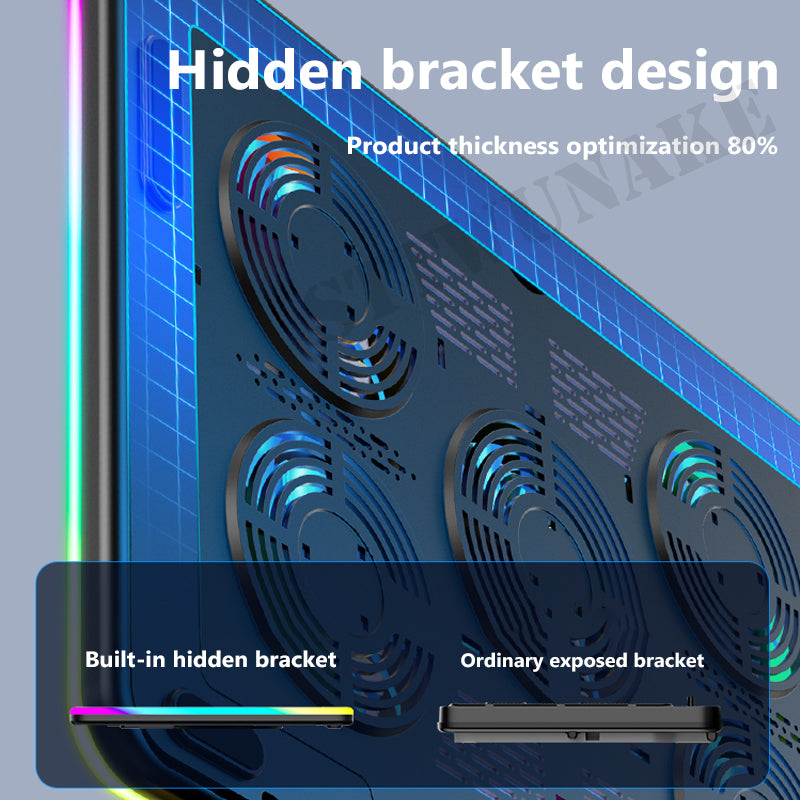 Premium Qualität Jomaa RGB Gaming Laptop Stand | Luftkühler Notebook-Halter mit 6 Lüftern | Basis geeignet für 12-17 Laptops
