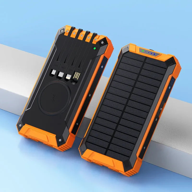 Premium Power Bank 20000mAh Solar Ladegerät | Tragbarer Externer Akku mit 5V Schnellaufladung und super heller Taschenlampe für Smartphones, Apple iPhone, Samsung, iOS & Android unterwegs